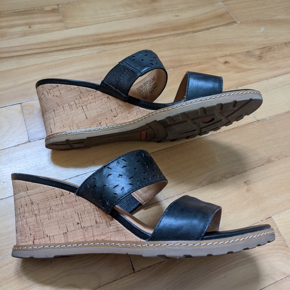 Rockport leather wedge sandals black - Picture 2 of 4